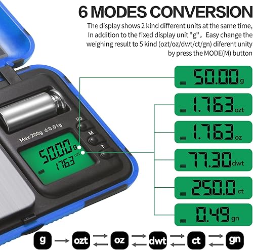 Miniatura 3 de Báscula de tiro con arco de doble unidad y pantalla HD, escala digital LCD de flechas de bolsillo, escala de 7.05 oz x 0.00 oz de gramos, mini