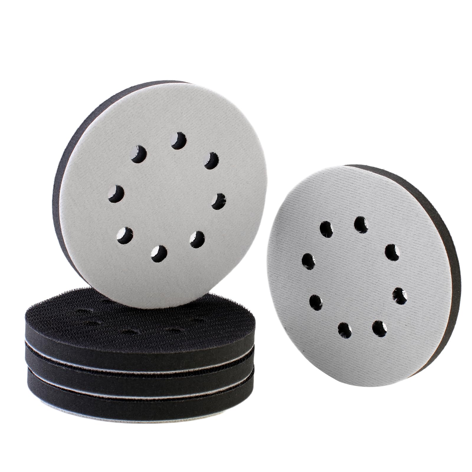 IPELY 5 Pack 5 Inch 8 Holes Foam Interface Pad Surfprep Foam Sanding Pads for Buffer (5 Pack)