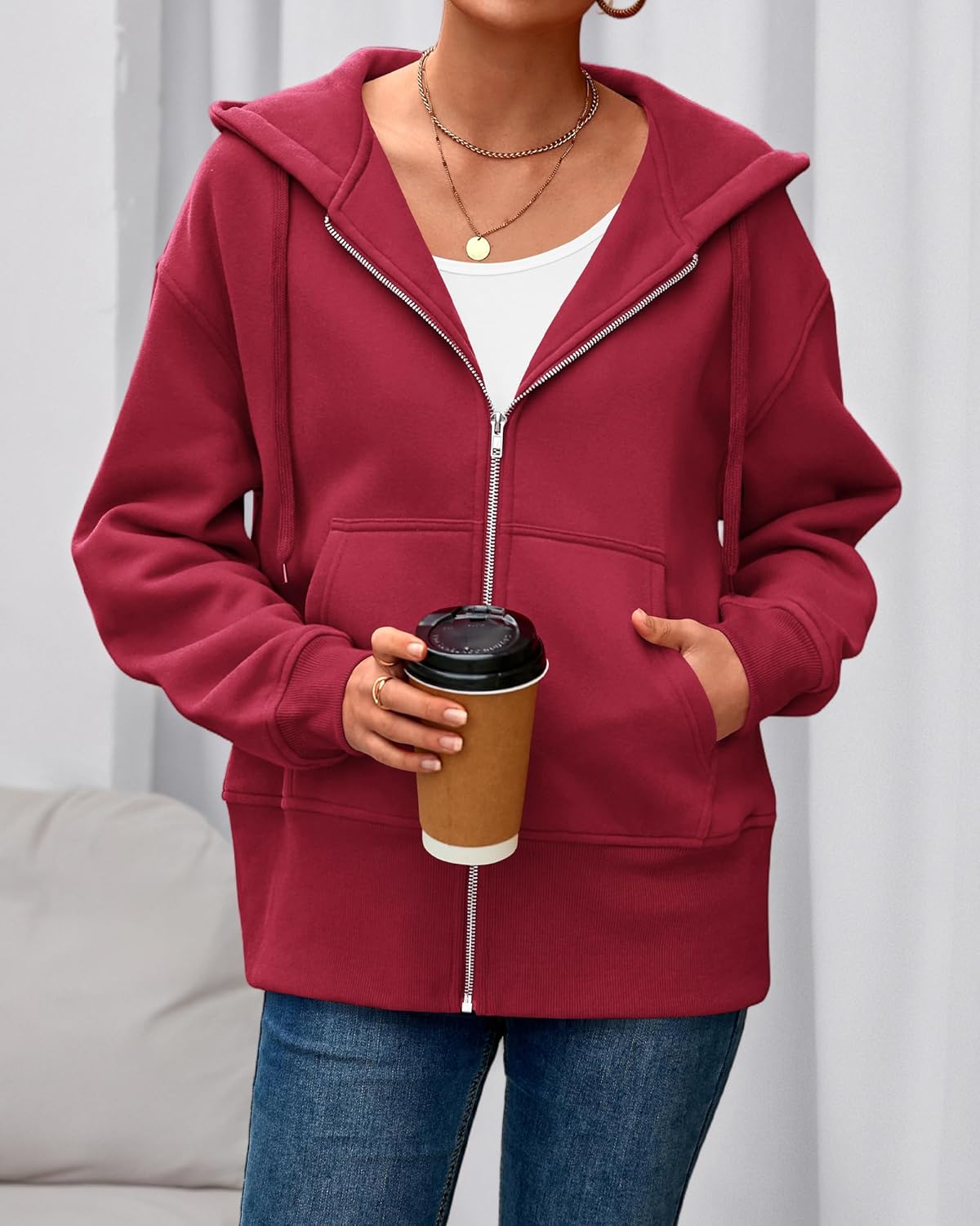 BTFBM Hoodies for Women Zip Up jacket Drawstring Spring Fashion 2026 Trendy Long Sleeve Sweatshirt Clothing Outfits - Image 4