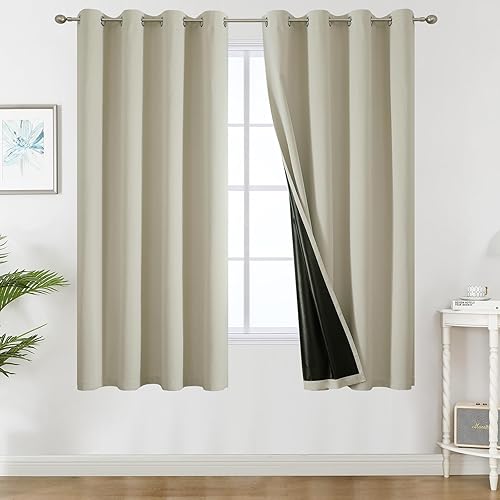 Miniatura 34 de Estelar Textiler Cortinas opacas 100% blancas para habitación, cortinas opacas con aislamiento térmico y bloqueo total de luz con ojales de 84