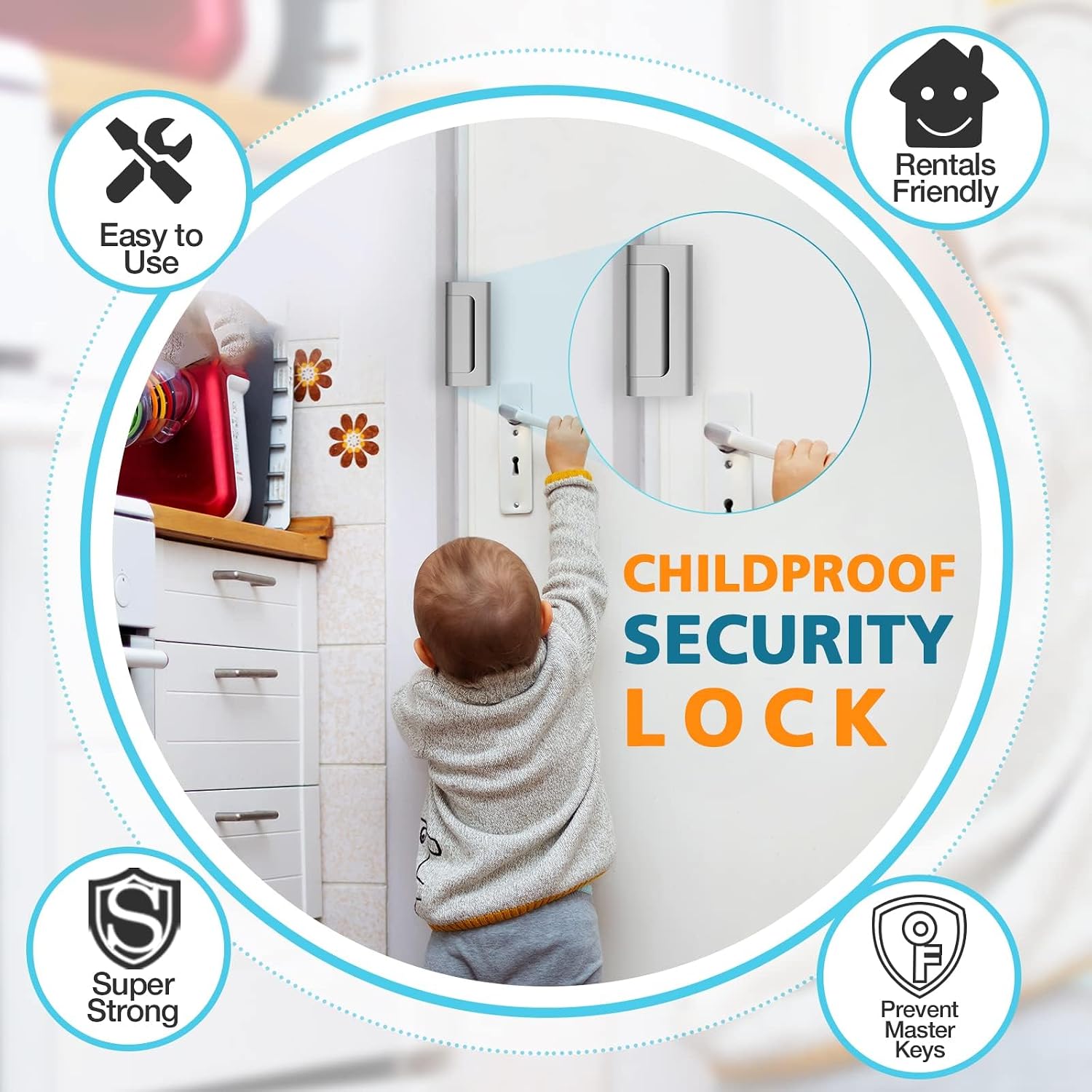 Door Lock for Kids Safety Home Security Front Door Reinforcement Locks image 4