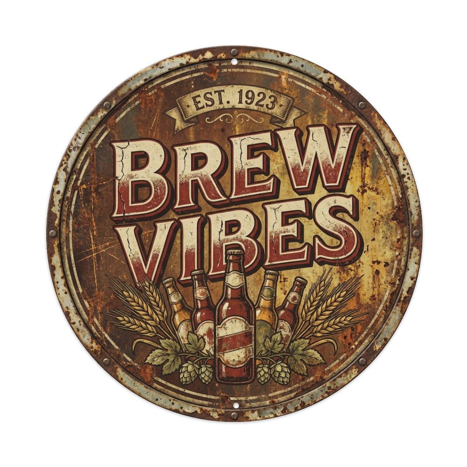 Fyrn Style Metal Tin Sign Vintage Beer Cheers Brew Vibes Retro Bar For Pub