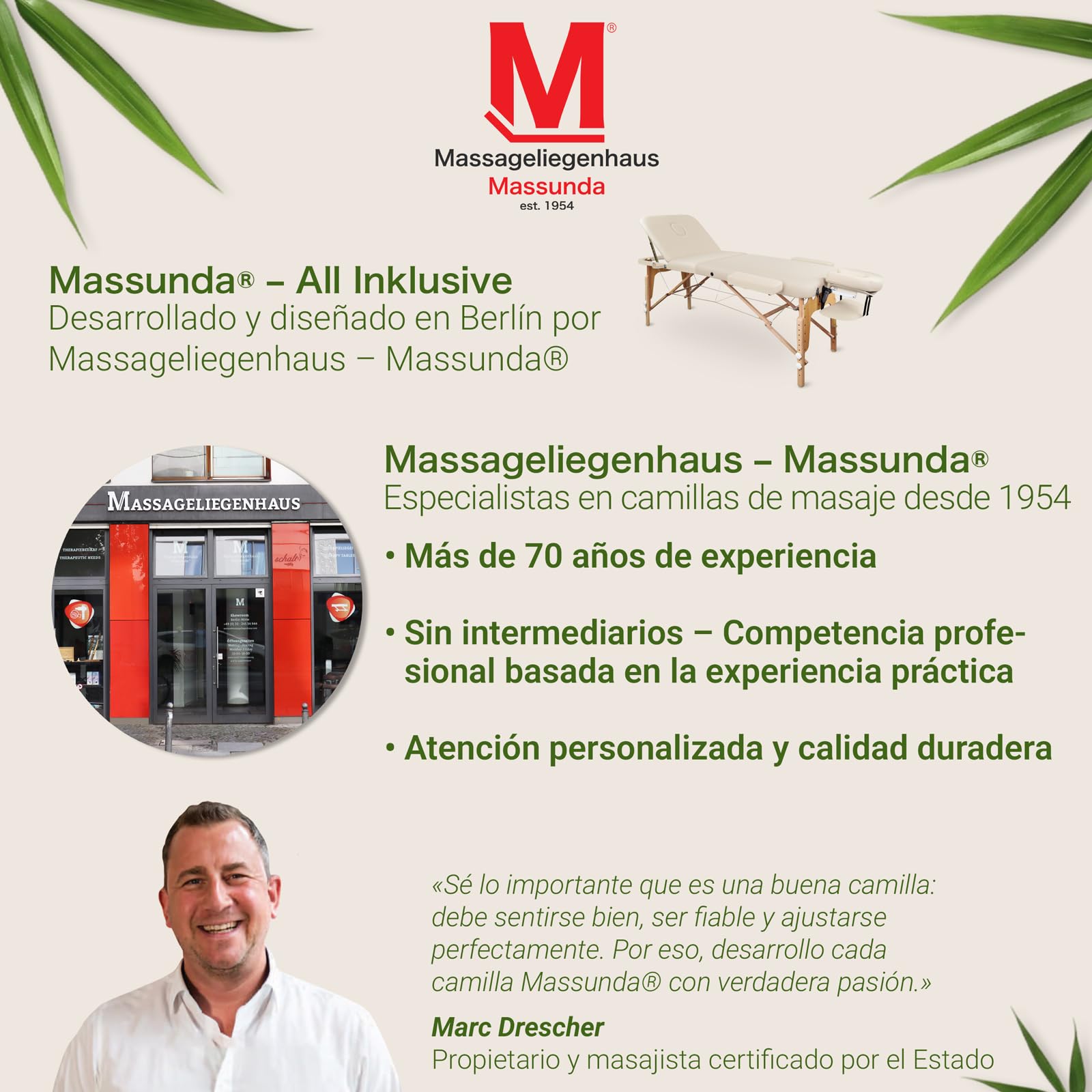 MASSUNDA All - Tumbona de Masaje Plegable y de Altura Regulable de Madera Maciza, Mesa de cosméticos móvil con Funda de Rizo, reposabrazos y Respaldo, cojín Cervical, reposacabezas ergonómico