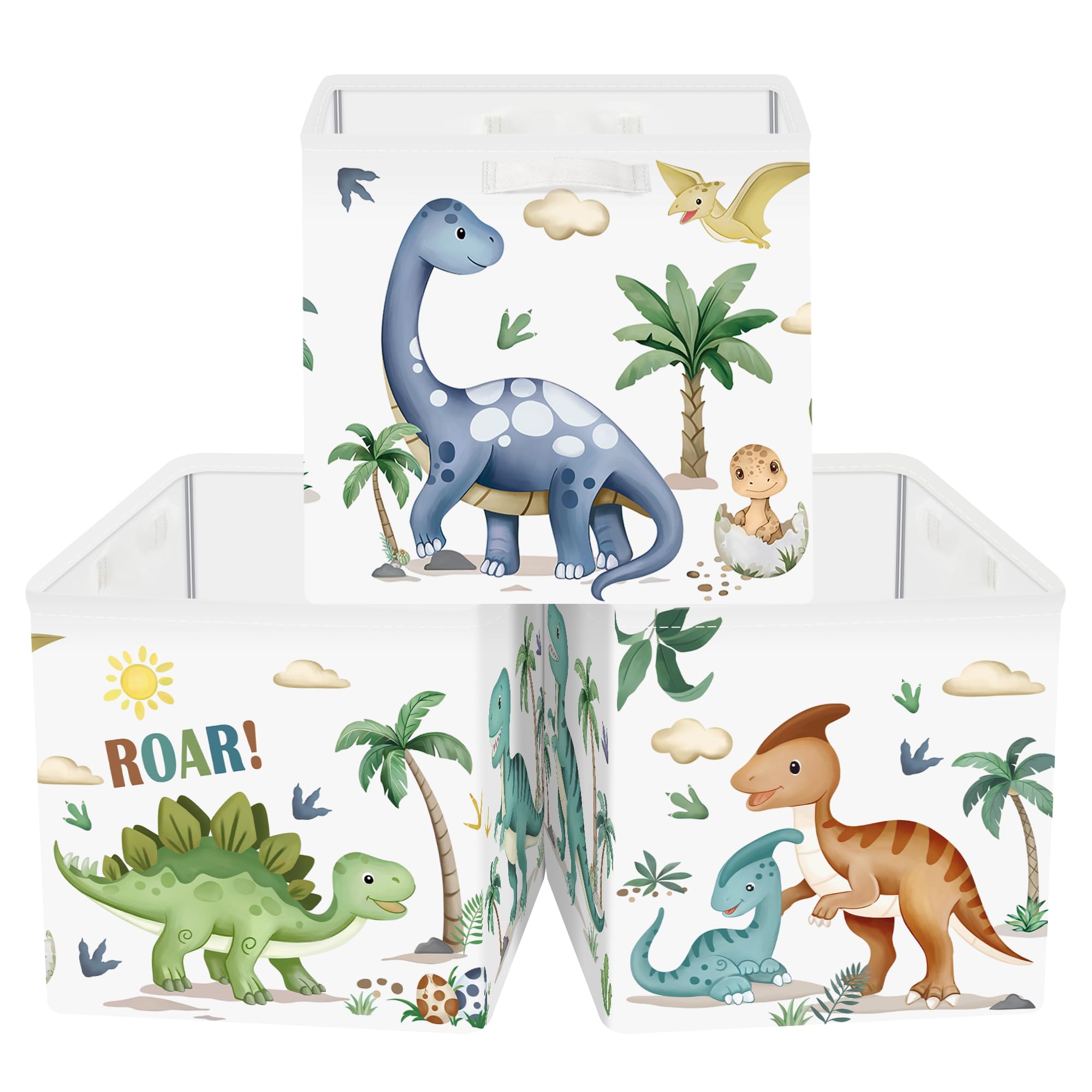 30cm Aufbewahrungsbox 3 Stück Dinosaurier Aufbewahrungskorb Kinder Faltbar Tyrannosaurus Rex Aufbewahrungswürfel Organizer Für Spielzeug Bücher Kleidung, Boho Dino