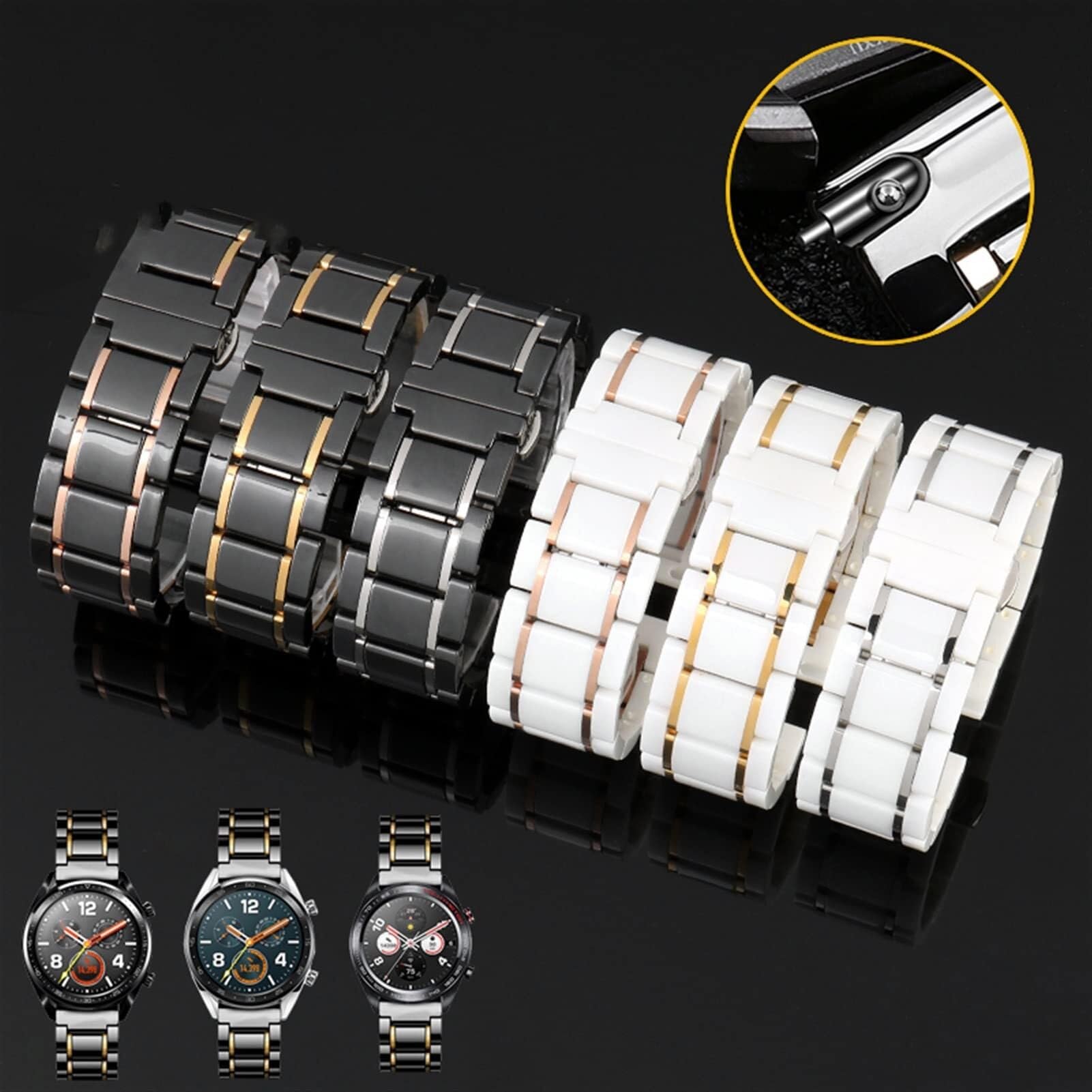 Cinturini per orologi in acciaio inossidabile ceramico a sgancio rapido 20mm 22mm 16mm 18mm