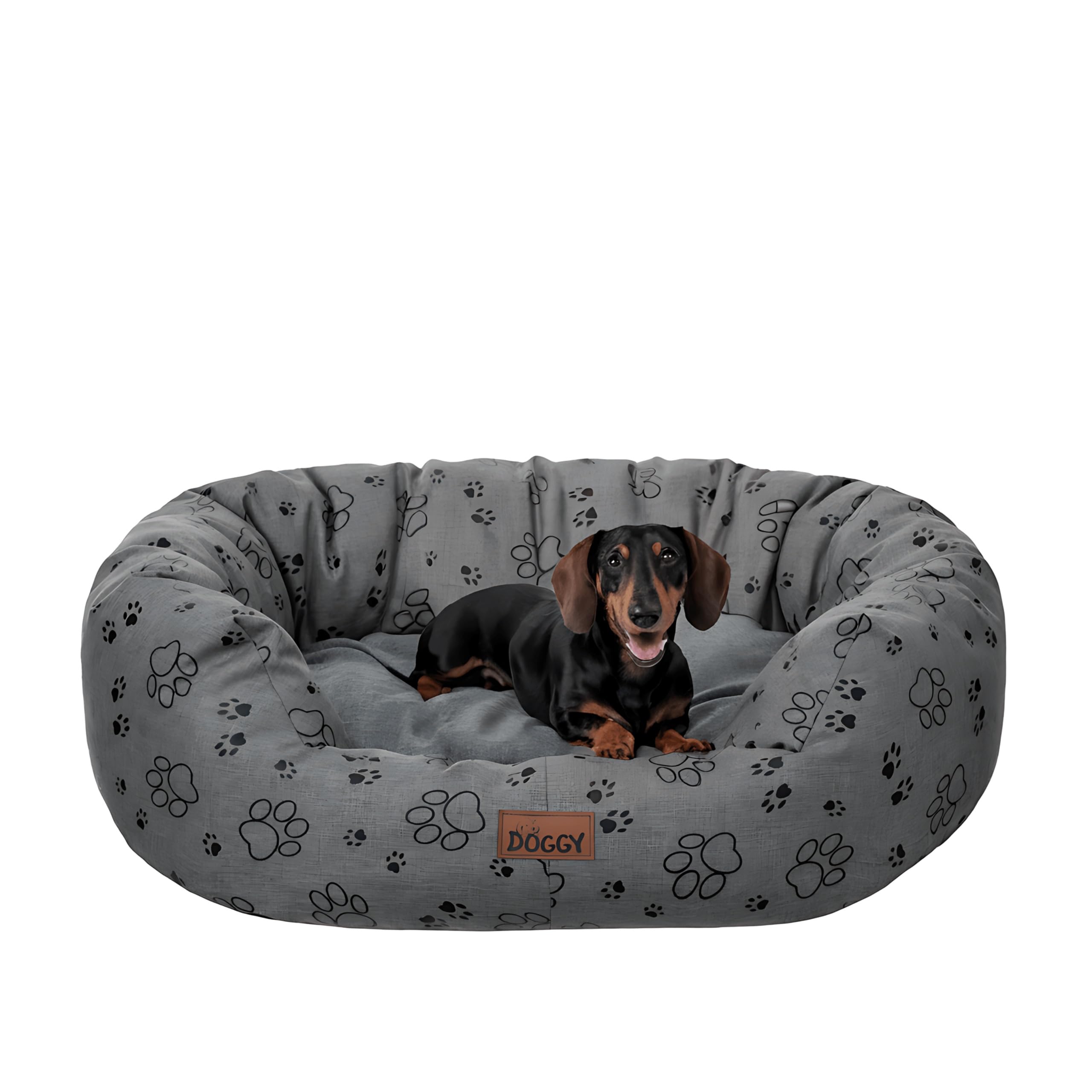 DOGGY Legowisko dla psa – kosz dla małych, średnich i dużych psów – wygodne legowisko dla zwierząt domowych – sofa dla psów – poduszka dla psów – odporna na działanie wody – XL 94 x 75 cm – grafitowe