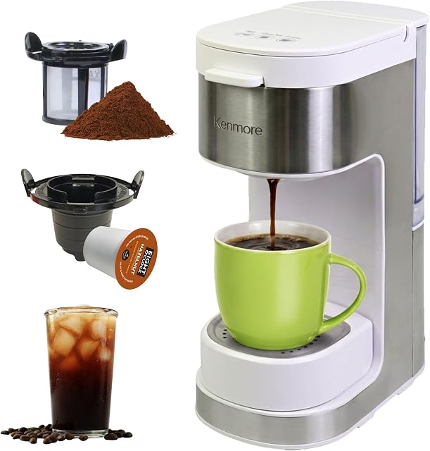Kenmore Single Serve Coffee Maker, Compatible with Keurig K-Cup Pods & Ground Coffee