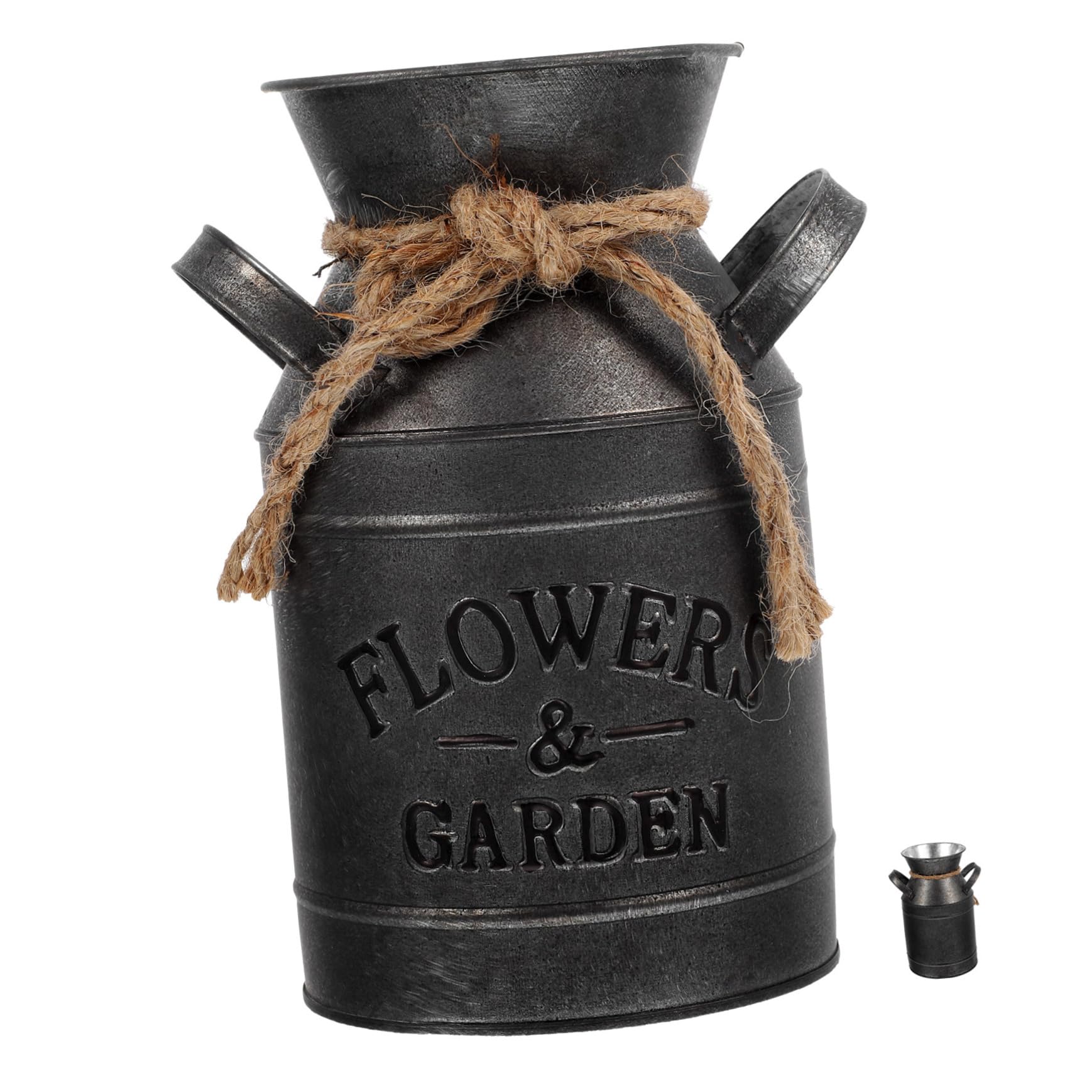 Healifty Jarrón Francés de Galvanizado Vintage Maceta Rústica para Flores Secas y Decoración para Hogar Oficina y Exteriores Altura Granja