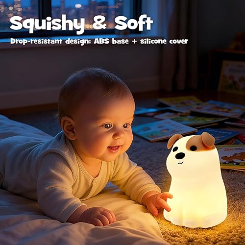 Miniatura 7 de Luz nocturna blanda para cachorros con modo RGB, 3 brillos ajustables, luz nocturna para lactancia materna, linda y novedosa lámpara de perro