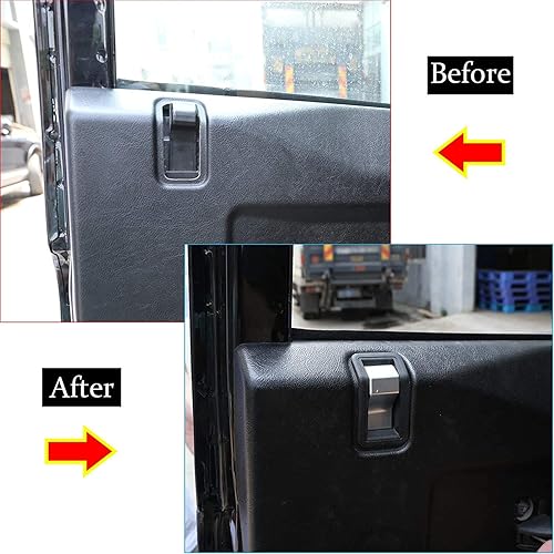 Miniatura 4 de CHEYA Cubierta de decoración de manija de puerta interior de automóvil de aleación de aluminio para Land Rover Defender 90 110 130 2004-2018