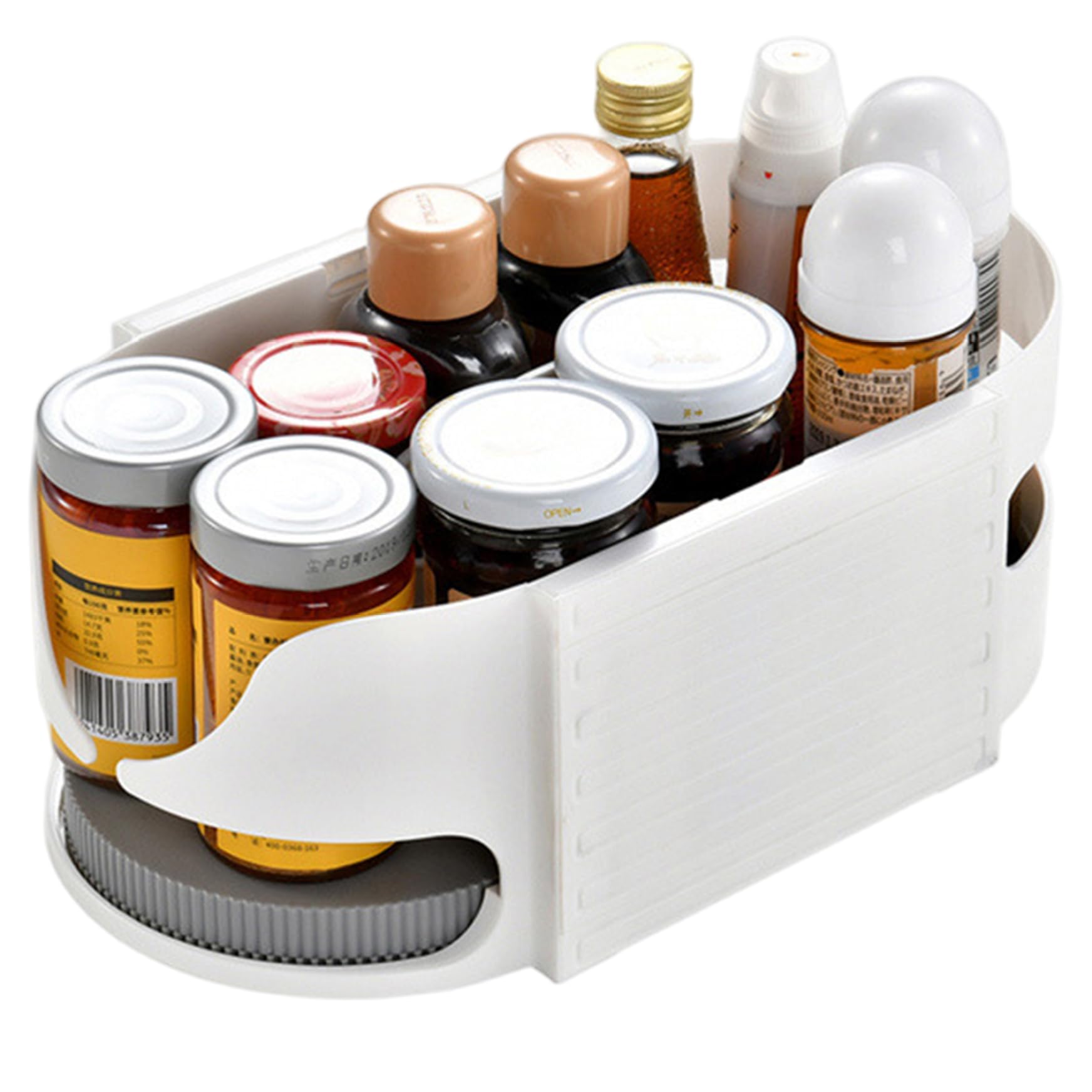 Hbbgdiy Rotating Spice Rack Organizer 360° Turntable Seasoning Holder with Handle Stackable Space Saver for Kitchen Counter Cabinet Pantry Dining Table
