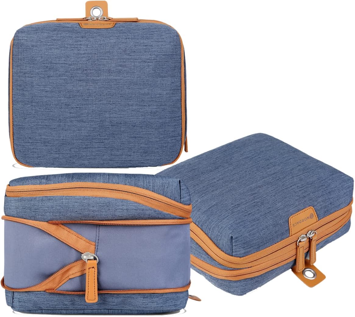 NordaceTravel Packing Organizers Set for Men and Women - 2x Packing Cubes & 1x Wash Pouch - Durable & Water Resistant (Blue)