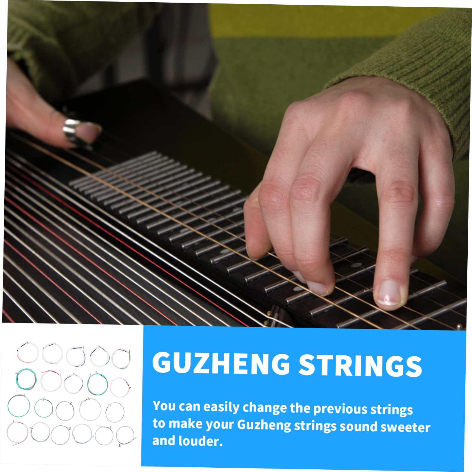 FRCOLOR Kompletter Guzheng Saiten mit Stahldrahtkern und Nylonummantelung 21 Stück nicht Leicht zu Brechen für Musikinstrumentezubehör Zufällige Farbe