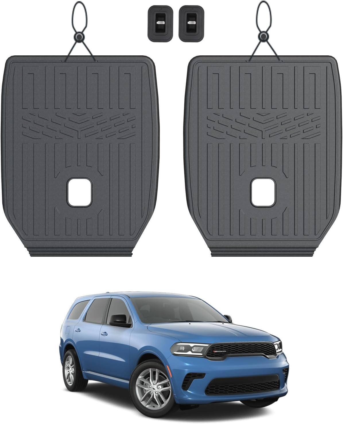 Kick Mats Backrest Mats for 2016-2025 2026 Dodge Durango 6 Seats Captain Chairs Car Mat Accessories, All Weather TPE Seat Back Covers GT RT CITADEL SRT 392 Hellcat(6 Seats 2nd Row Kick Mats)