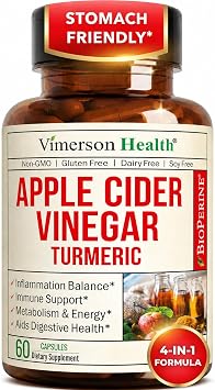 Apple Cider Vinegar Capsules with Turmeric, Ginger & BioPerine 60 Capsules