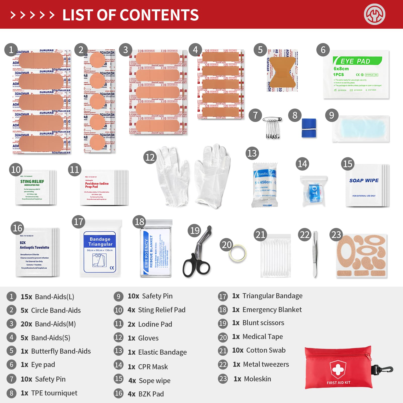 Kitgo Kit di emergenza per auto, accessori di alta qualità con cavi di collegamento, torcia, pala, set di cacciaviti, kit di sicurezza per auto, sopravvivenza, camion, camper e molto altro ancora