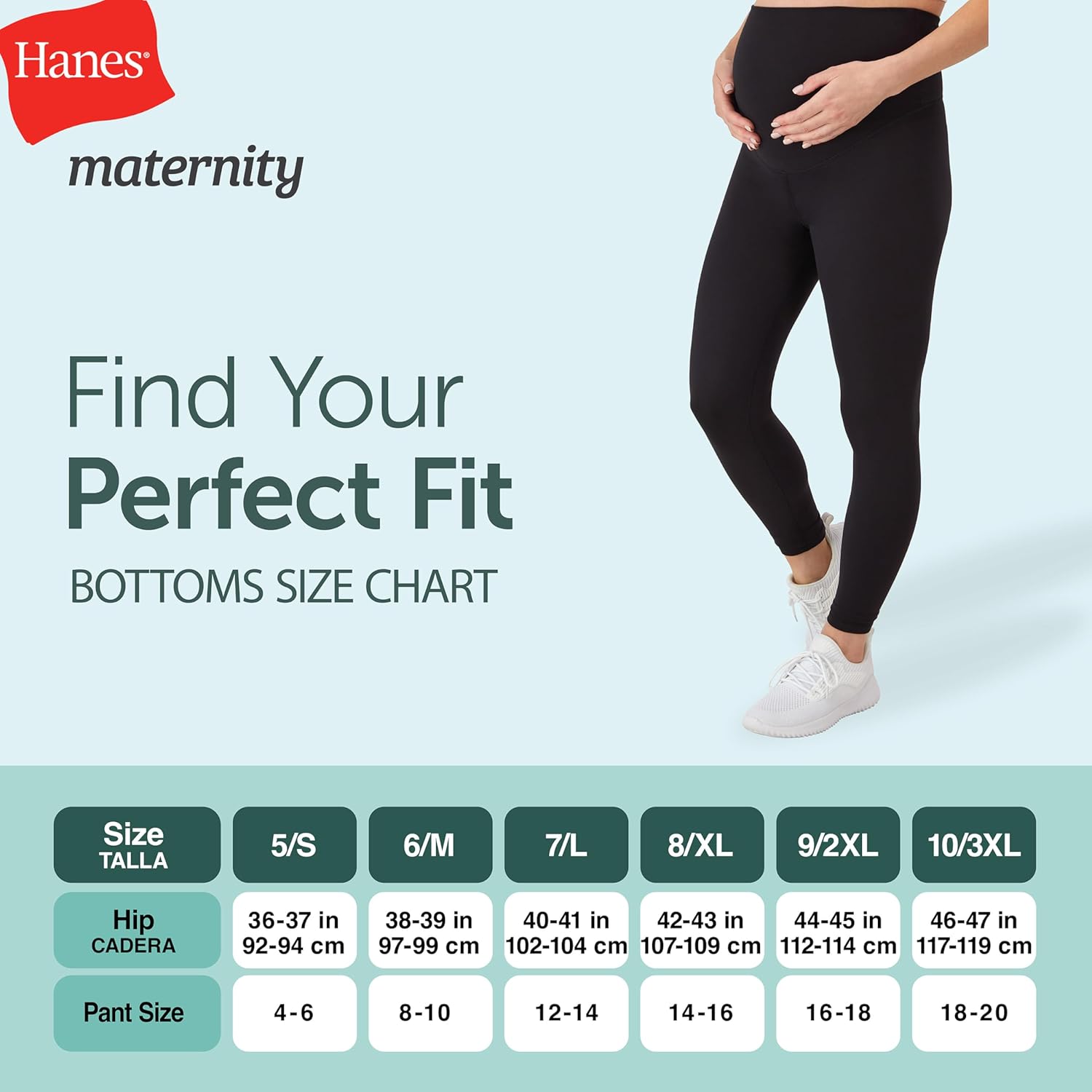 Hanes Womens Maternity 7/8 Leggings, Stretch & Recover Pregnancy Leggings with Foldable Waistband, 25” Inseam - Image 6