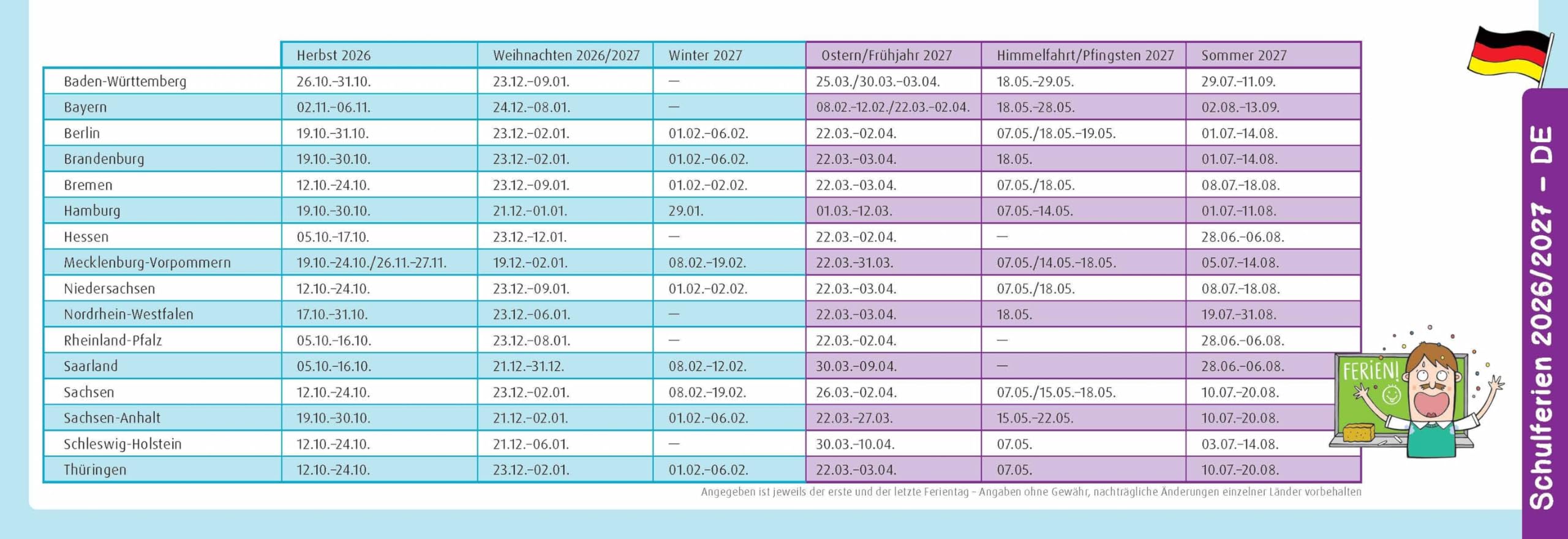 Der Wochen-Tischkalender für das Schuljahr 2026/2027: Mit zahlreichen Aktions- und Thementagen