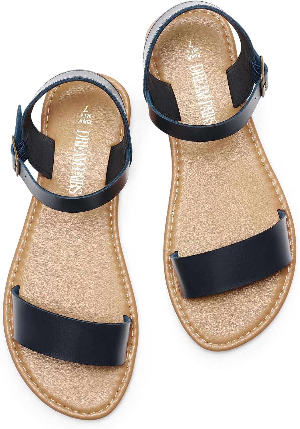 DREAM PAIRS Women's Ankle Strap Flat Sandals Open Toes One Band Buckle Summer Dressy Sandals - Image 7
