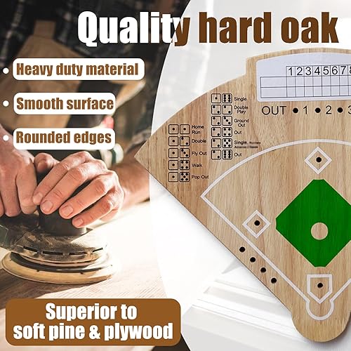 Miniatura 5 de Juego de mesa de béisbol, juego de ocio hecho en roble para deporte juego de mesa de batalla para fiesta familiar, vacaciones, café, viajes, tiempo