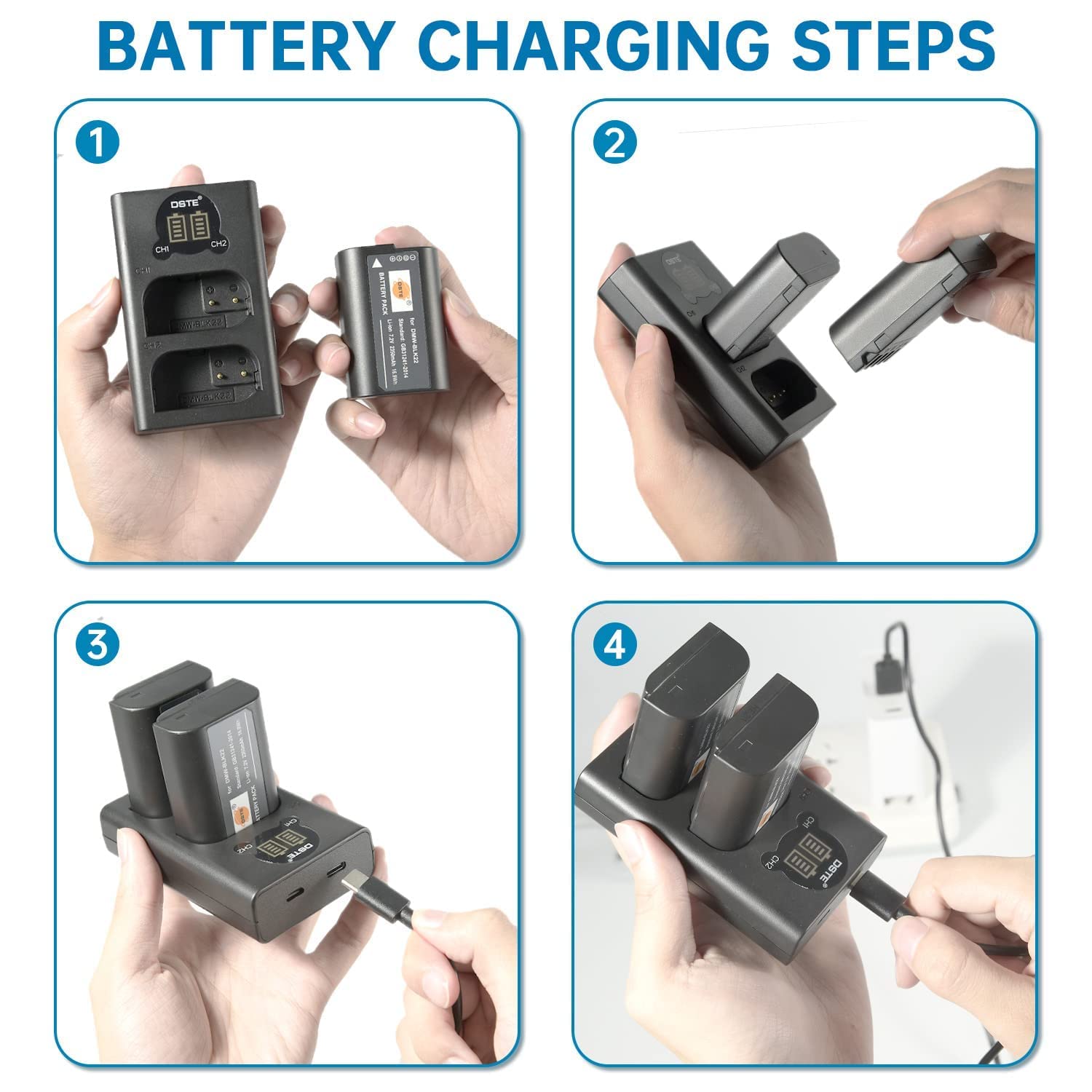 DSTE DMW-BLK22 2350mAh 7.2V Li-ion Battery And Charger Compatible