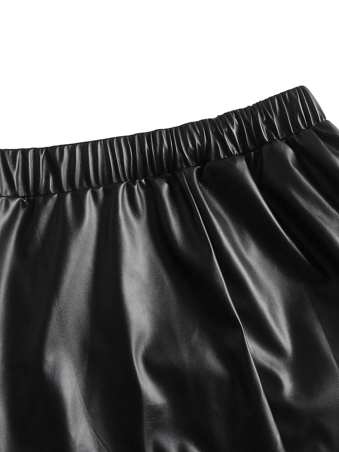 GORGLITTER Gonna da donna in pelle PU, gonna avvolgente, mini gonna increspata, in similpelle, alla moda, elegante, per il tempo libero, casual