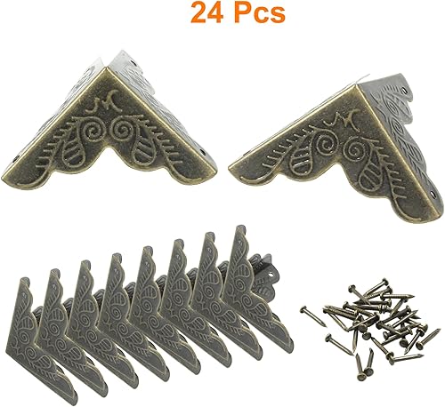 Miniatura 2 de Zorveiio 8 protectores de esquina de metal, protectores de esquina de caja plateada de 1 x 1 pulgada, protectores decorativos de esquina de metal,