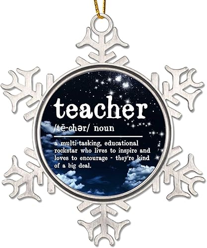 Miniatura 8 de CowkissSign Adornos de estudio  Adorno de definición de estudio de Navidad  Diccionario Significado de Navidad Copo de nieve de metal Árbol de