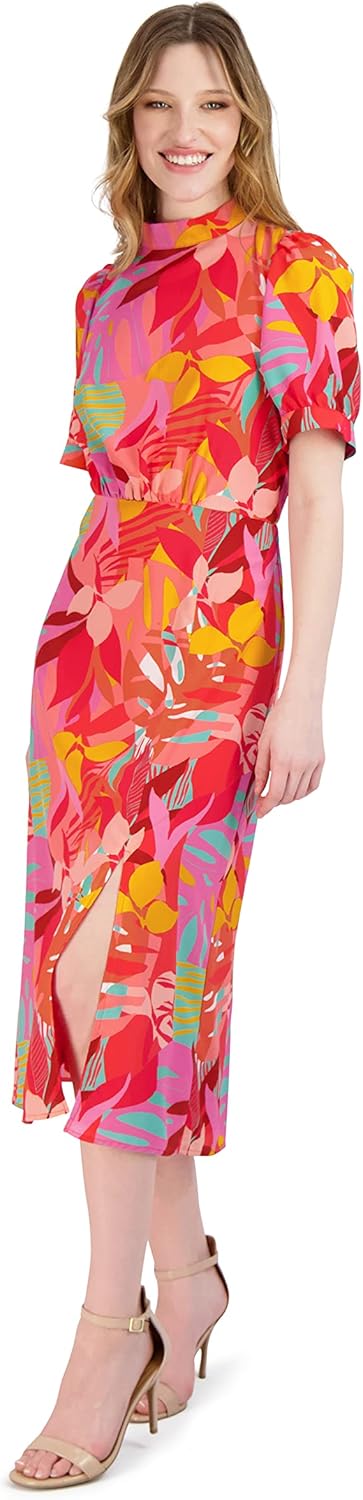 Julia Jordan Women's Bubble Sleeve Mock Neck Midi Dress - Image 2