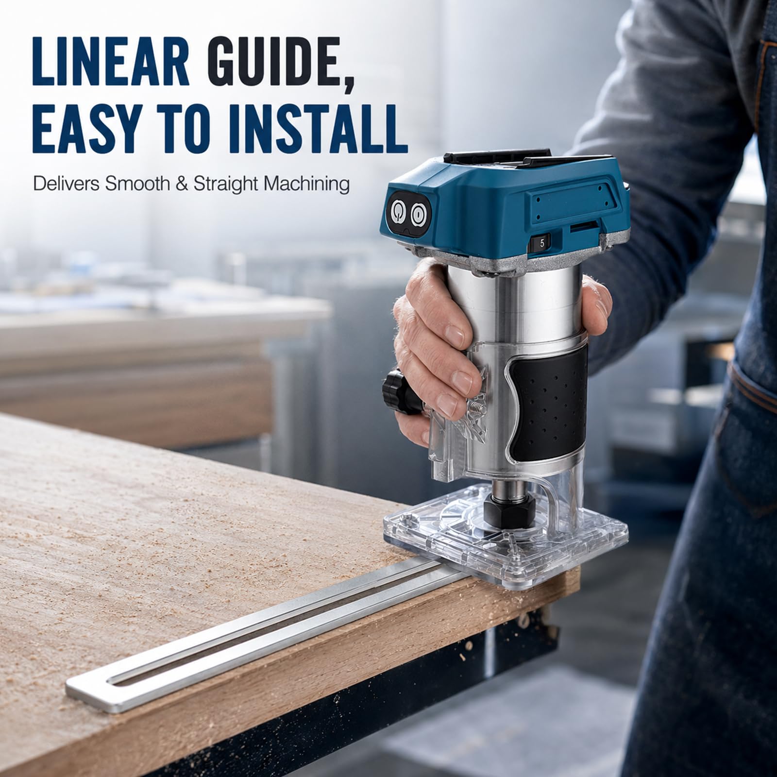 Fresadora con batería compatible con batería Makita de 18 V, 800 W, recortadora sin escobillas, fresadora de cantos, 5 marchas, 30000 rpm, batería eléctrica, fresa de madera para carpintería, 6/6,35/8