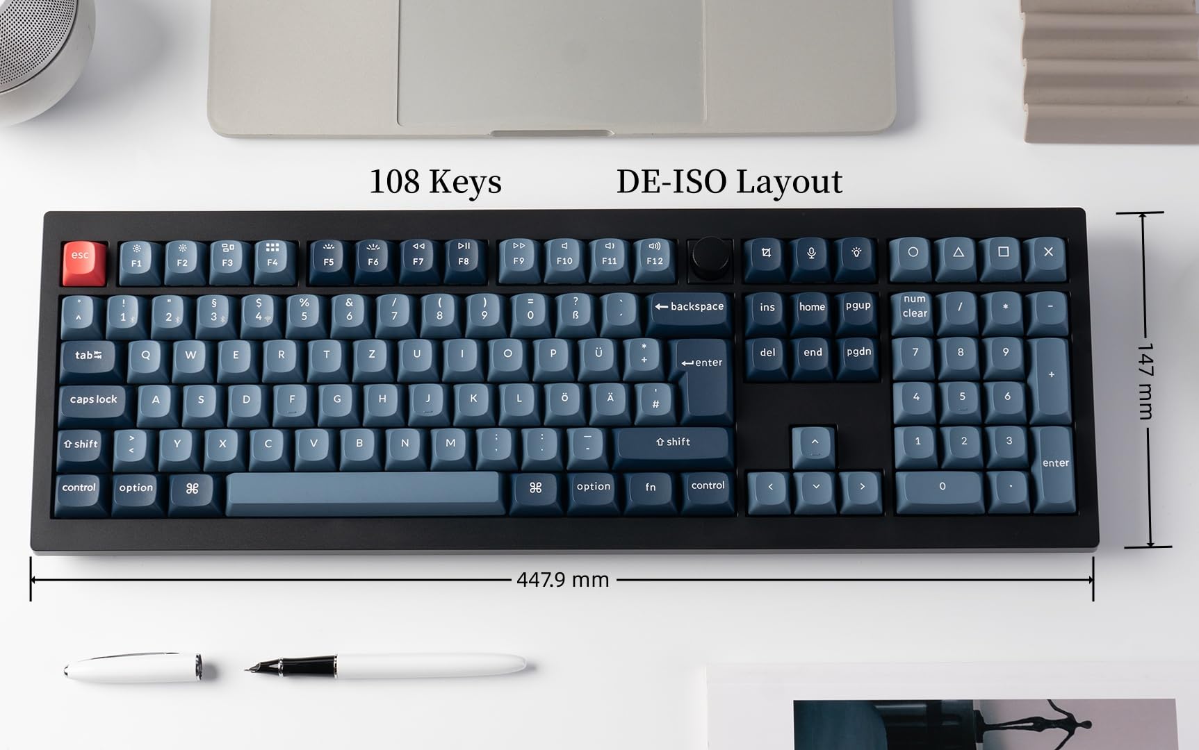 Keychron V6 Max Kabellose QMK Custom Mechanische Tastatur, 2.4 GHz/Bluetooth Full-Size DE-ISO Layout RGB Hot-Swappable Gateron Brauner Switch Kompatibel mit Mac Windows Linux