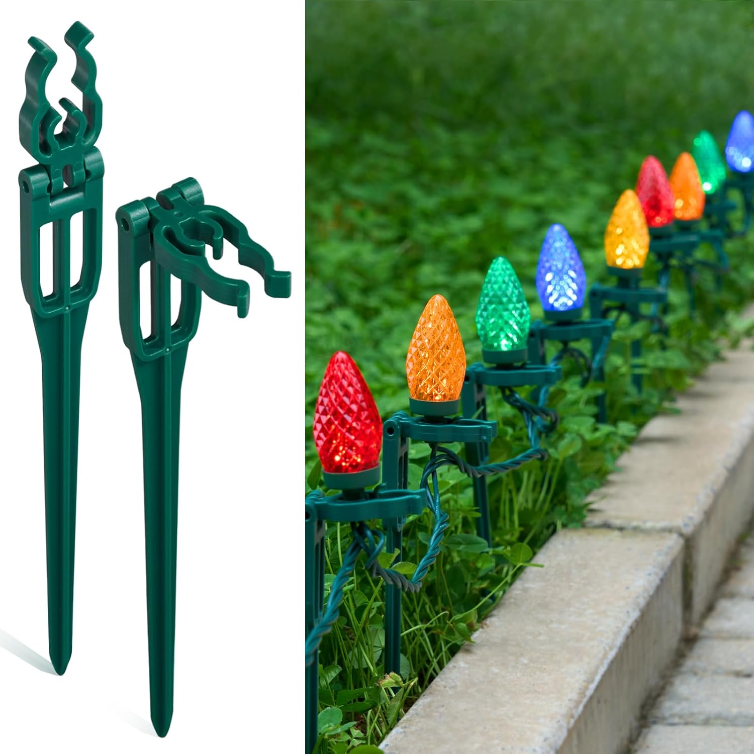 SURAIELEC 100PCS Christmas Light Stakes, 9.5'' Tall Yard