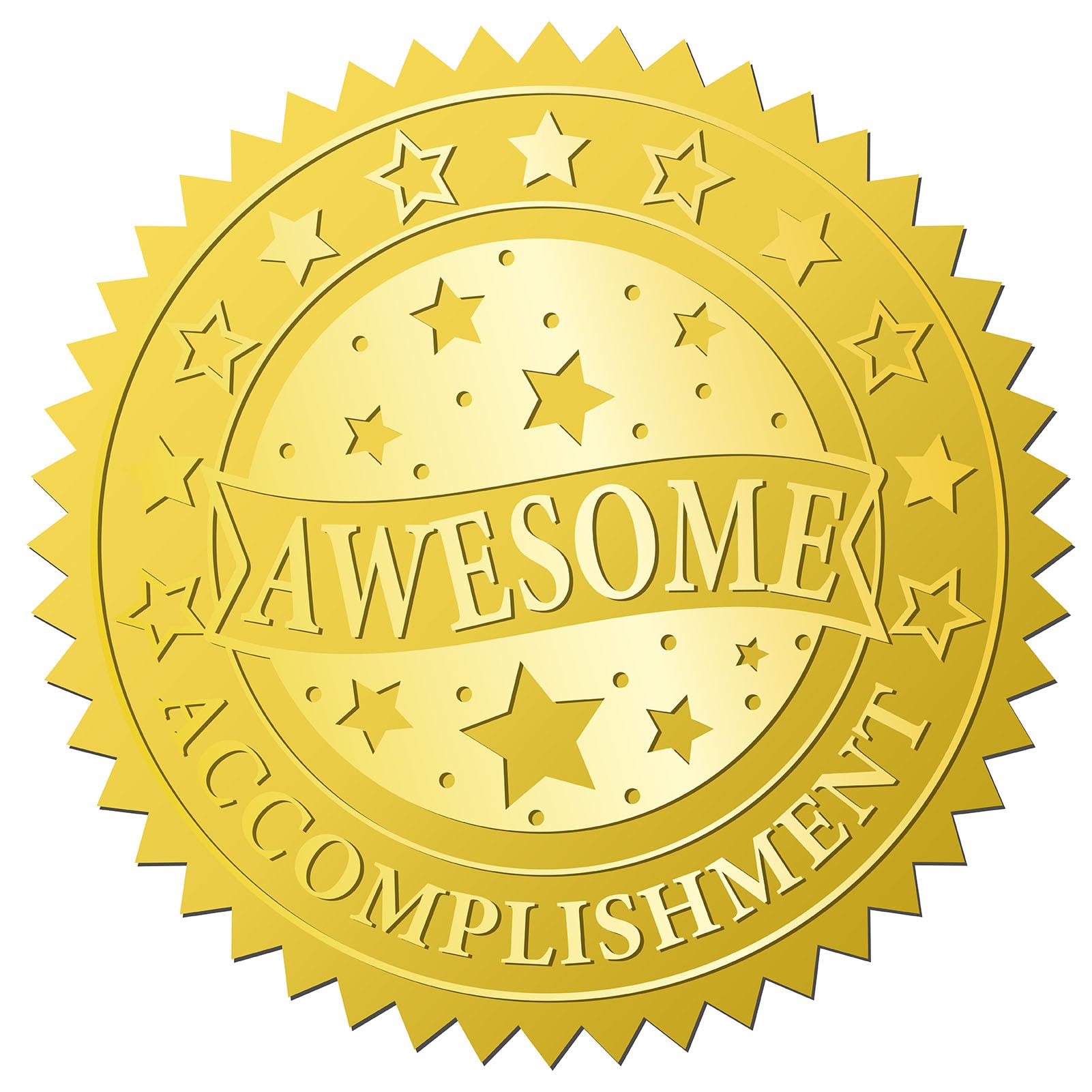 CRASPIRE 408Pcs Awesome Accomplishment Gold Foil Embossed Stickers 2" Planet Self Adhesive Envelopes Seals Round Labels for Wedding Invitation Corporation Graduation Certificates Diplomas Gift Award