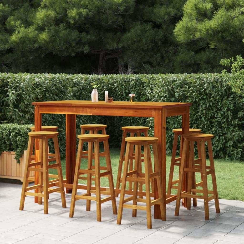 Ensemble de bar de jardin 9 pcs Bois d acacia solide