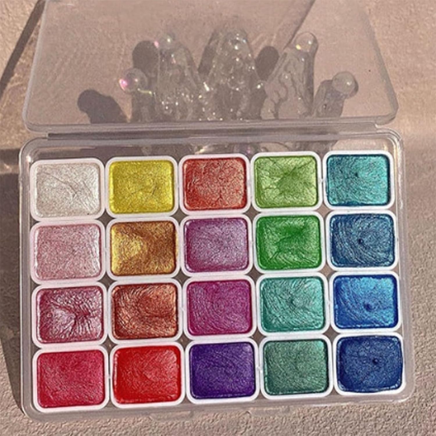 Doduiu Shifting Watercolor Painting Set, 20 Shifting Watercolor Paint Set, 20 Colors Watercolor Painting Set, Color Shifting Watercolor Paint, Glitter Water Colour Solid Paint Box for Beginners (1ML)