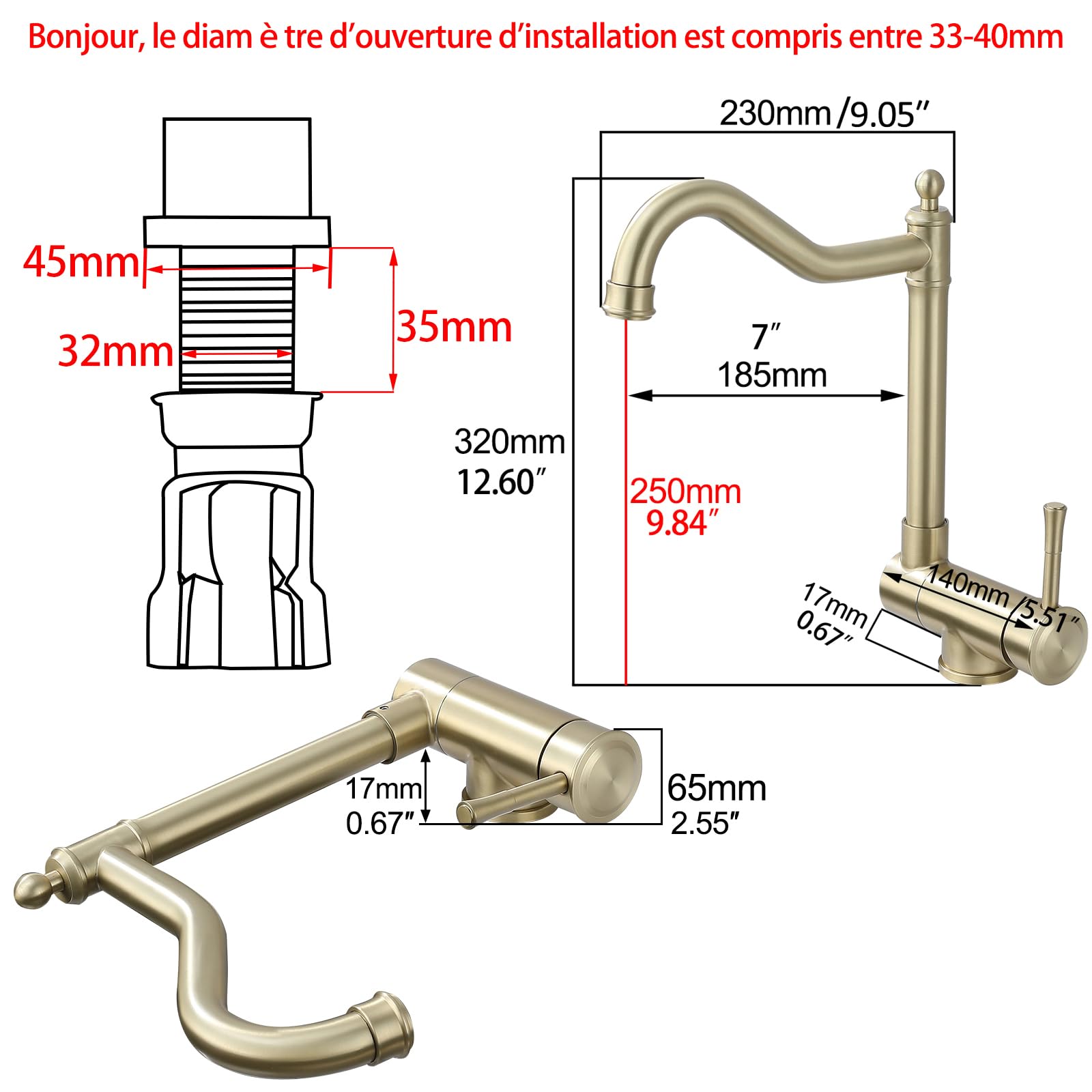 Robinet Cuisine Rabattable Vintage Doré Mitigeur Rabattable Sous Fenetre Or | Robinet Cuisine Retro, Robinet Cuisine Rabattable Sous Fenetre, Conçu pour résoudre le problème d'ouverture de la fenêtre