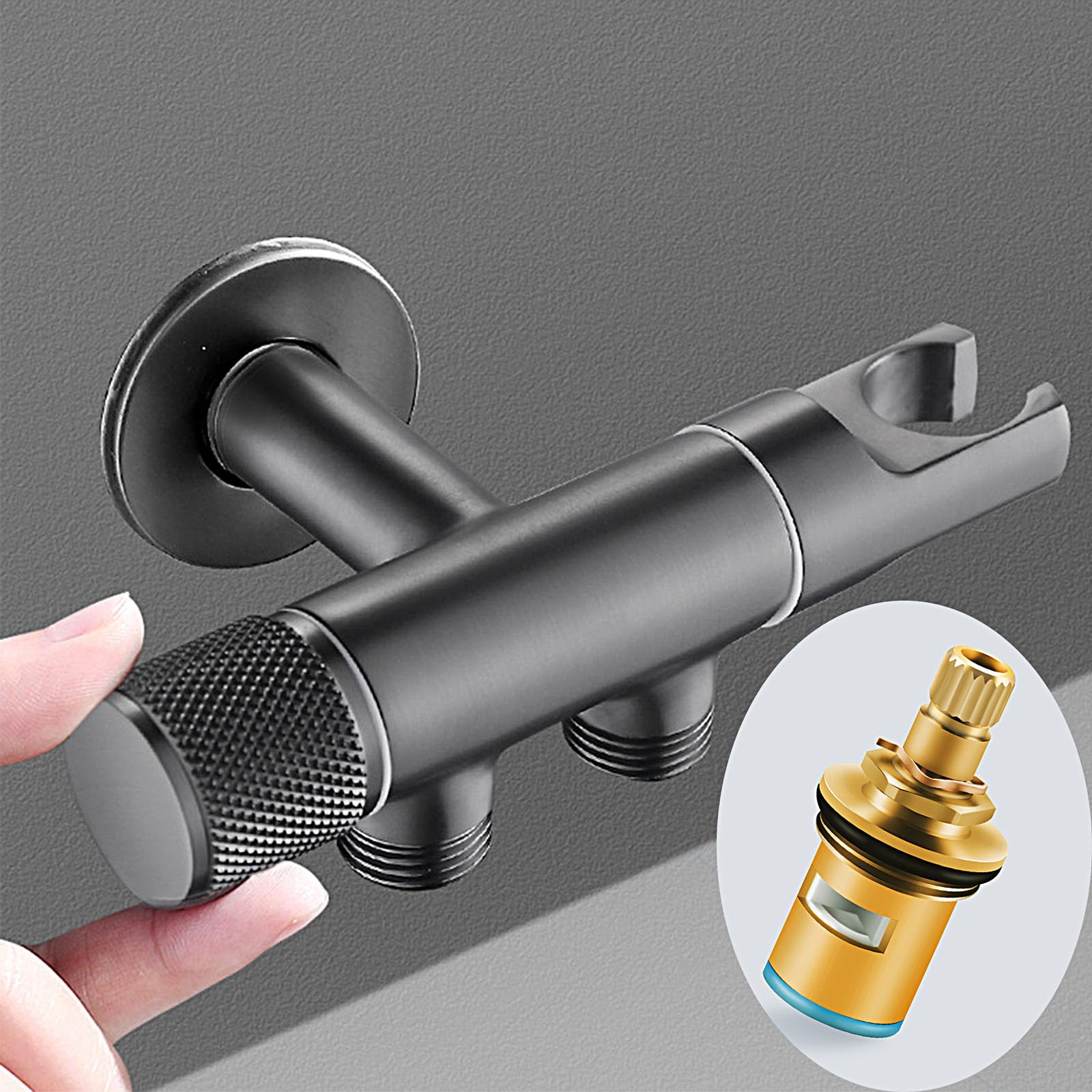 Pulverizador De Bidé De Mano con Soporte Y Manguera,Ducha Higienica para WC Higiene Personal,Multifuncional Rociador De Bidé De Mano,A:Gray