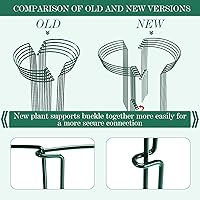 Vista 3 de 42 Pcs Upgraded Plant Support Stakes 9.8 x 14.6 Inch Reinforced Metal Garden Plant Stake Half Round Green Tomato Plant Cage Peony Plant Support Ring