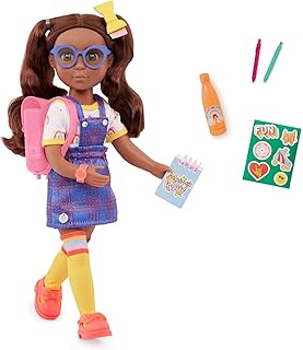 Glitter Girls â€“ 14-Inch Fashion Doll â€“ Hazel Eyes & Brown Hair â€“ Rainbow Top & Romper â€“ Backpack & Accessories â€“ 3 Years + â€“ Macha