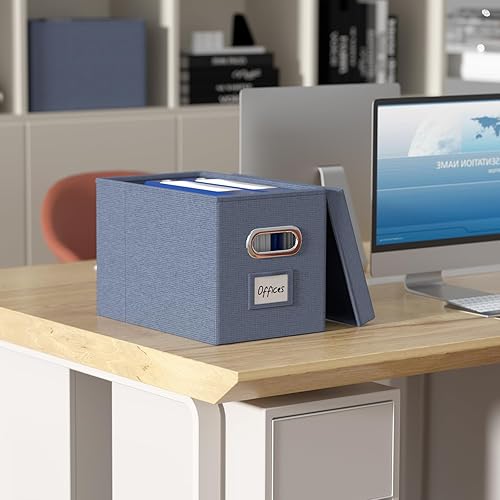 Miniatura 5 de Caja organizadora de archivos con tapa, caja de almacenamiento colgante con deslizador de metal para letras, documentos, sistema de archivo de