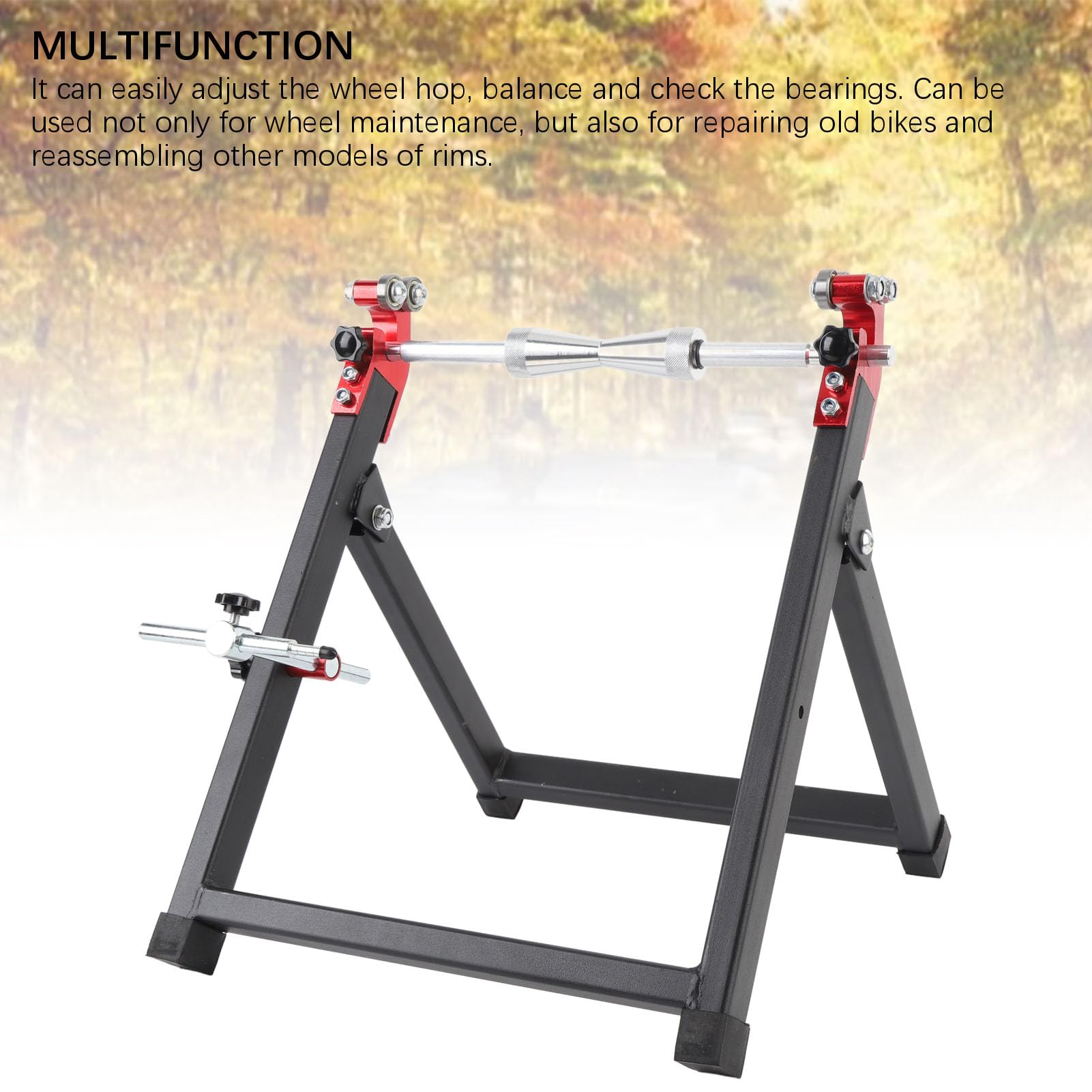 Cuifati Soporte para Equilibrador de Ruedas para Ruedas de Moto de Cross, Conos de Centrado Ajustables de Acero y Aluminio de Alta Resistencia, Equilibrador de Neumáticos Plegable Portátil para
