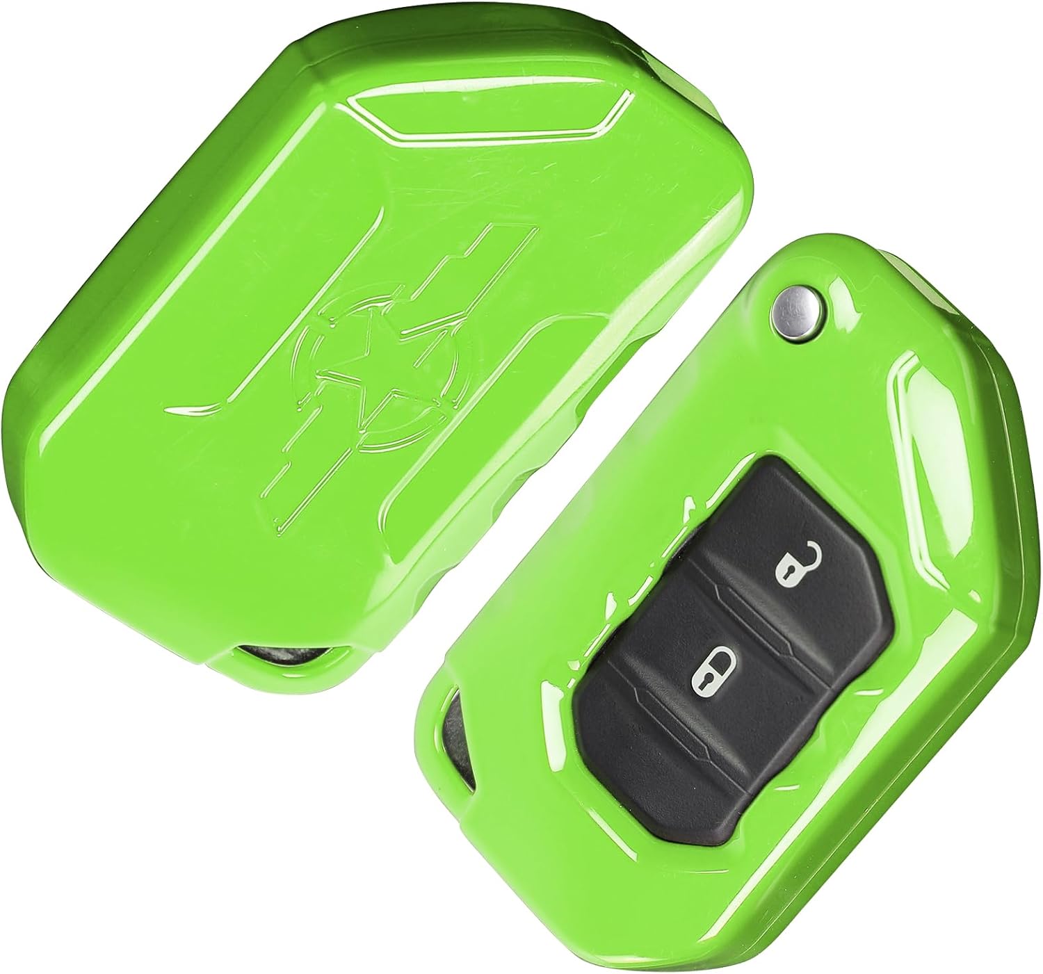 Key Fob Cover Case Protector Fit for Jeep Wrangler JL JLU Gladiator JT 2018-2025 (Green)