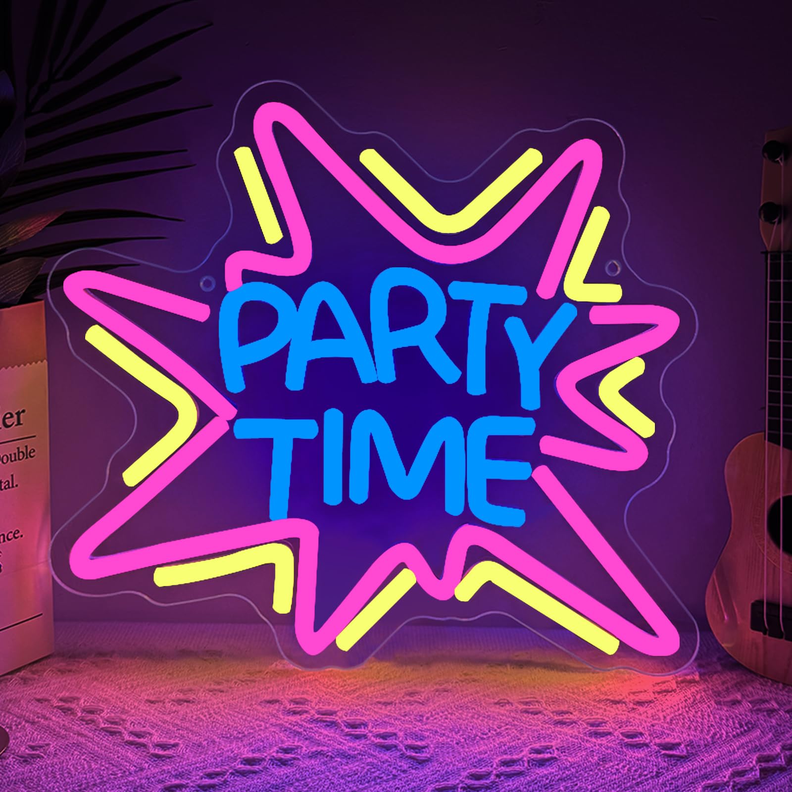 PARTY TIME Neon Schild Bar Lampe Personalisiert LED Neonschild für Wanddekoration Dimmbare USB-Betrieb Leuchtendes Barschild Home Bar Man Cave Party