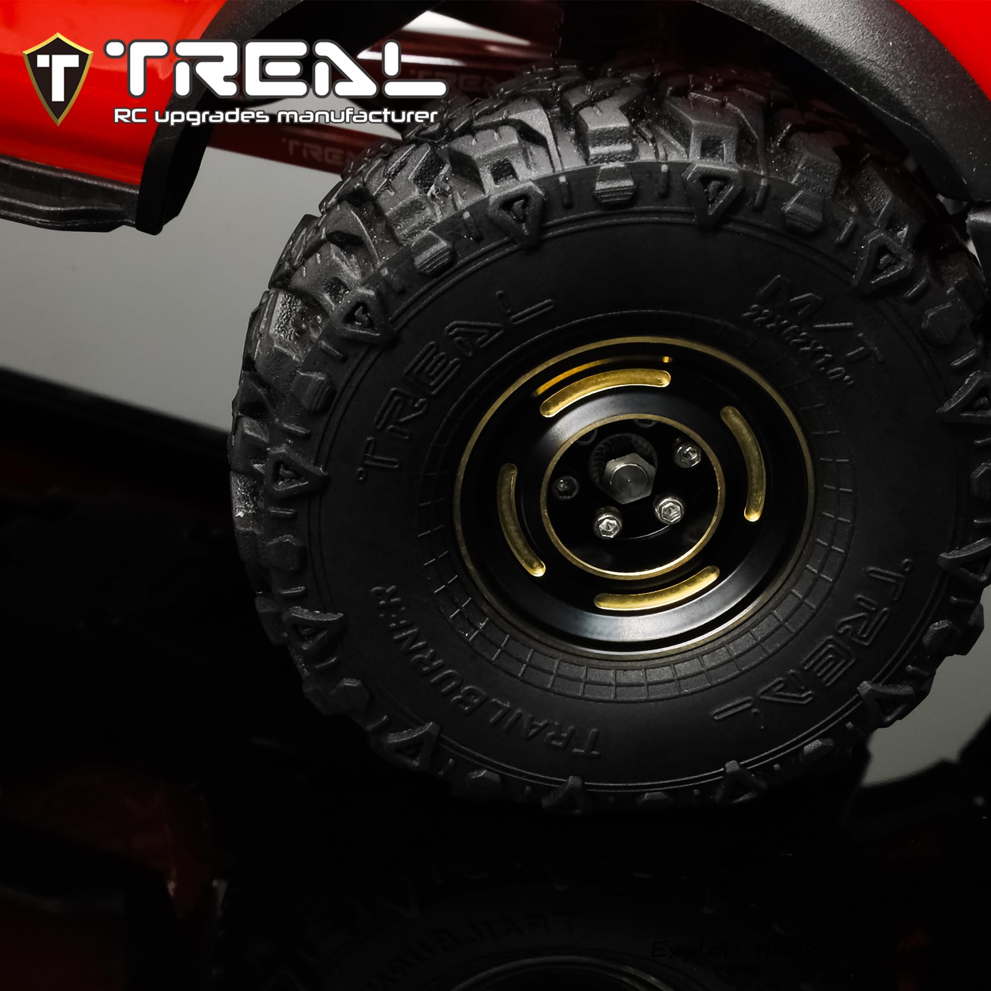 TREAL 1.0 Beadlock Wheels Brass Crawler Wheel Rims Weight (4P) Removable Hubs Upgrades for SCX24 AX24 FCX24 TRX4M 1/24 1/18 RC Crawler, 50g/pc (Type C)