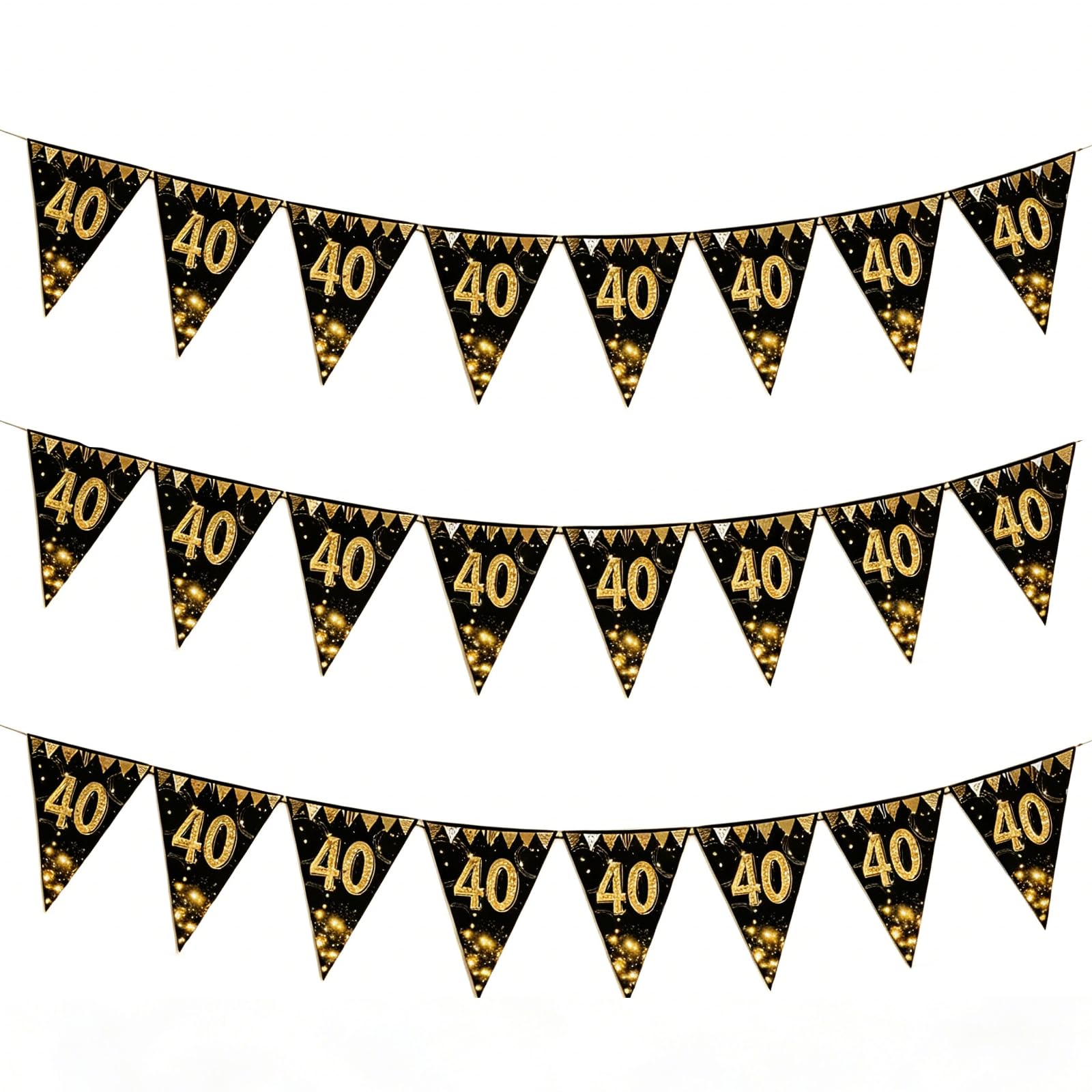 Shensuii Happy 40th Birthday Banner Bunting Flags, 7.37 x 10.95in 36Pcs