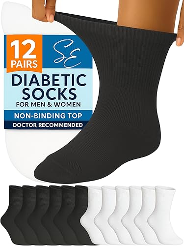 Vista 10 de Calcetines para diabéticos Special Essentials para hombres y mujeres – 12 pares de calcetines para neuropatía sin fijación y que absorben la humedad