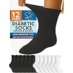 Special Essentials 12 Pairs Cotton Diabetic Ankle Socks - Non-Binding With Extra Wide Top For Men and Women White and Black 13-15