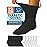 Special Essentials 12 Pairs Cotton Diabetic Ankle Socks - Non-Binding With Extra Wide Top For Men and Women White and Black 13-15
