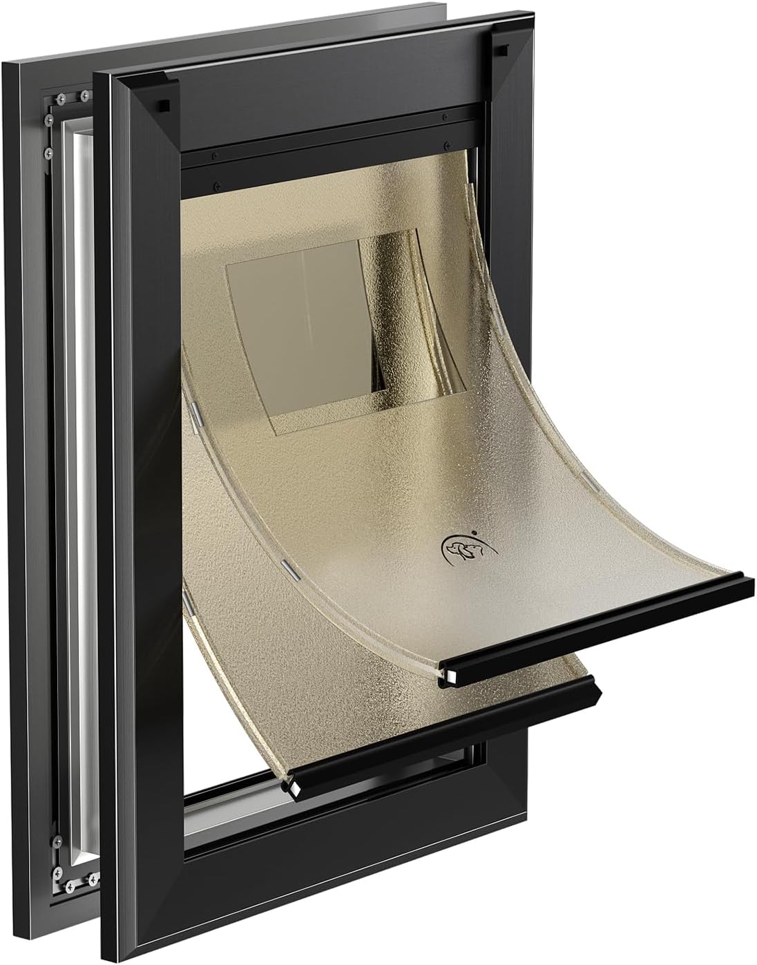 MAVRICFLEX Heavy Duty Dog Door with Double Sliding Lock Panels, Energy Efficient Large Doggie Door, Easy Installation, Two Magnetic Soft Flaps Doggy Door for Large Dogs Up to 100LBS, Black