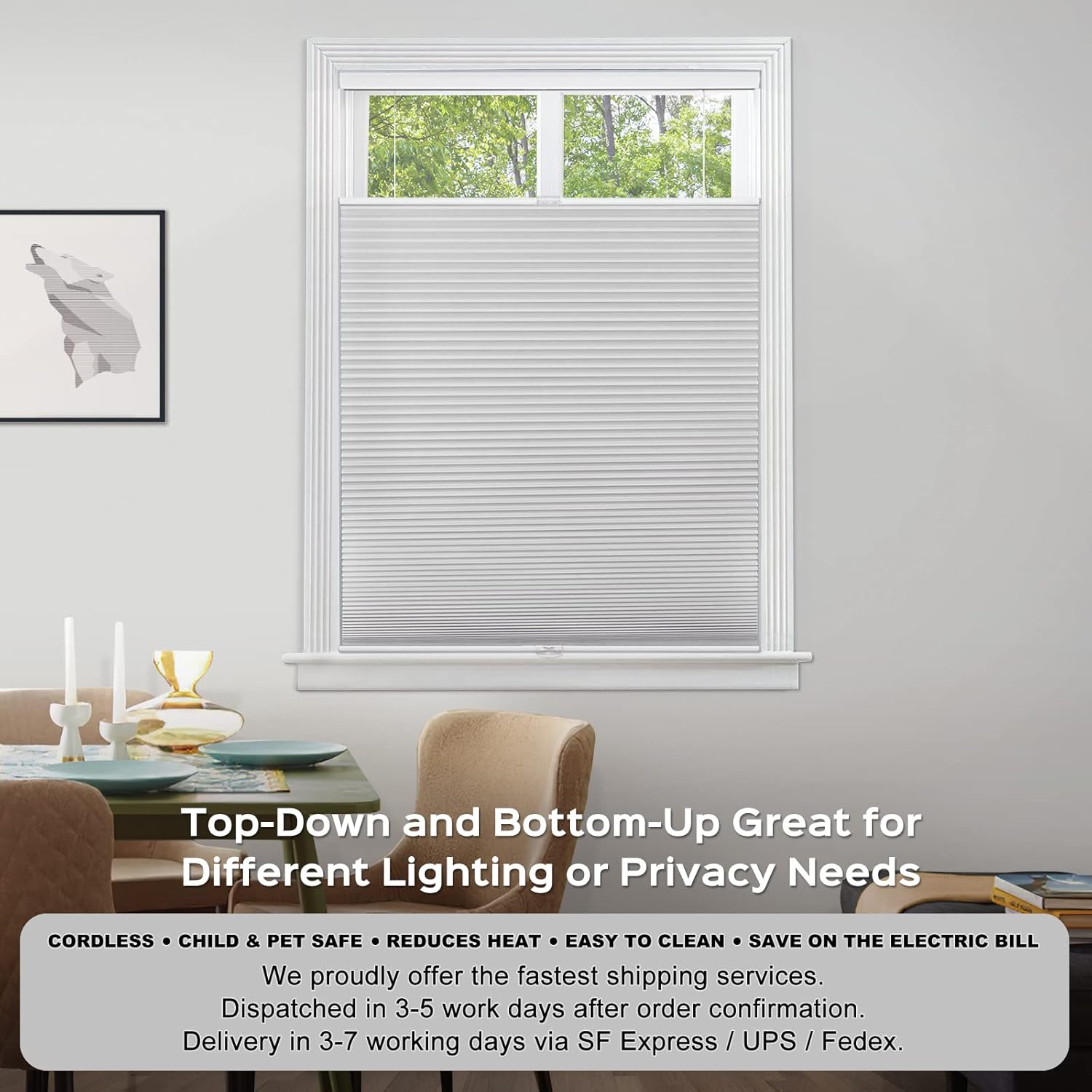 MiLin Top Down Bottom Up Blackout Cellular Shades, Cordless Window Cellular Shades Blinds for Windows Top Down Bottom Up Single Cell Honeycomb Blinds & Shades Custom Cut to Size - Gray 65" W x 60" H